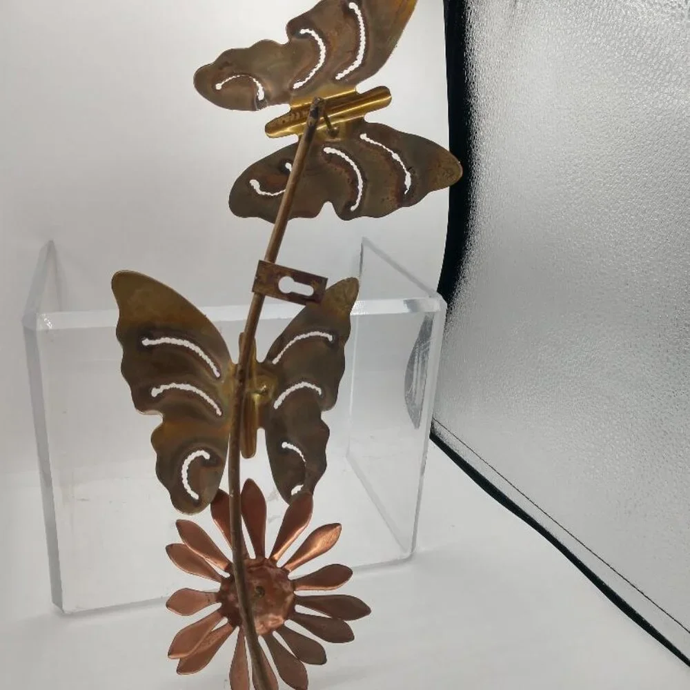 Vintage Brass Butterfly Wall Art Hanging - Brass and Copper-Mid Century Modern